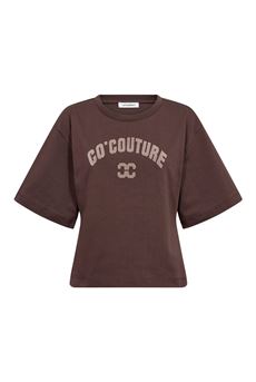 CO`COUTURE T-SHIRT, ZENGACC TEE O-NECK, DARK BROWN