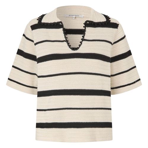 SECOND FEMALE STRIKBLUSE, SUSI KNIT COLLAR, EGGNOG
