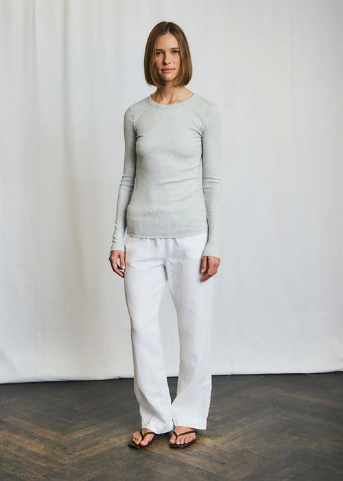 BRUUN & STENGADE T-SHIRT, BS MARGRETHE LANGÆRMET T-SHIRT, LIGHT GREY