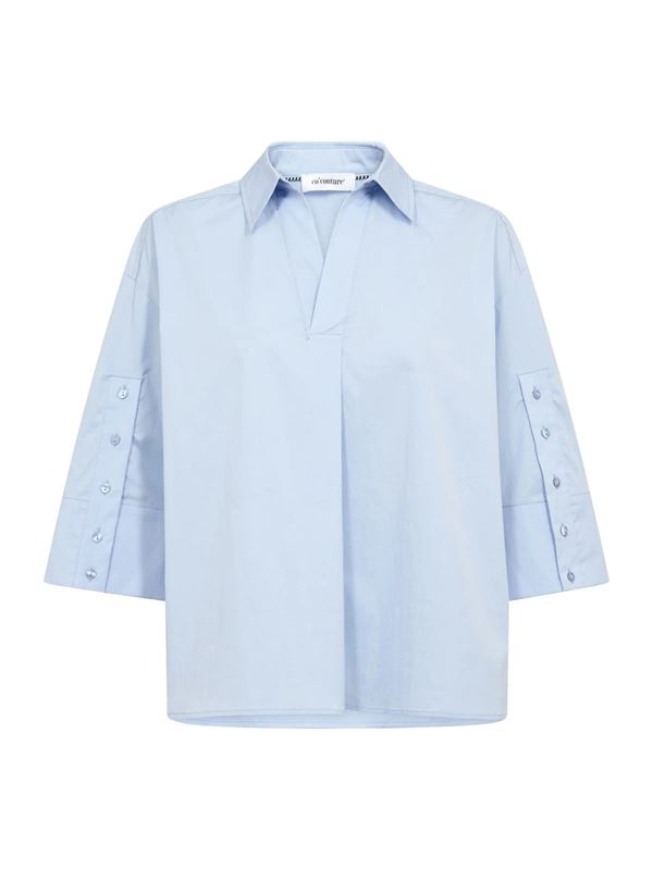CO`COUTURE SKJORTE, POPPYCC V-BLOUSE, PALE BLUE