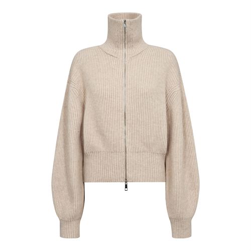 CO`COUTURE CARDIGAN, ROWCC ZIP KNIT CARDIGAN, CREME