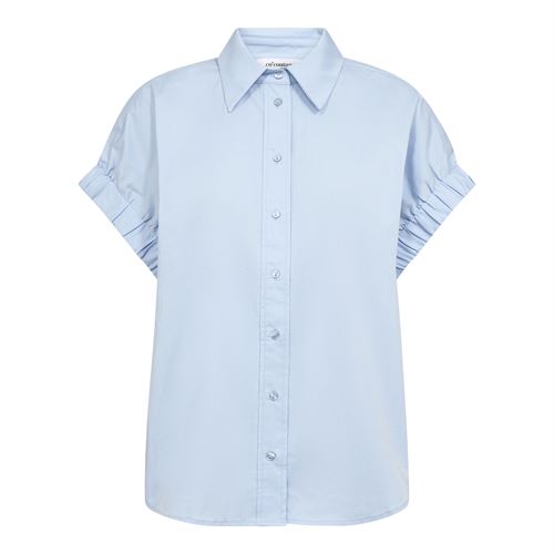 CO`COUTURE SKJORTE, POPPYCC ELASTIC CUFF SS SHIRT, PALE BLUE
