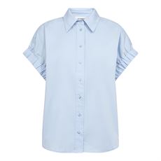 CO`COUTURE SKJORTE, POPPYCC ELASTIC CUFF SS SHIRT, PALE BLUE