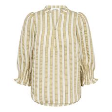 CO`COUTURE BLUSE, SAILACC STRIPE SS V-BLOUSE, OLIVE