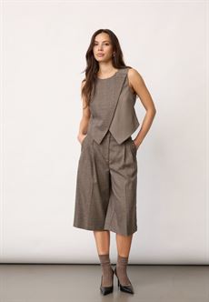 CO`COUTURE VEST, VEYACC CHECK WRAP VEST, BROWN