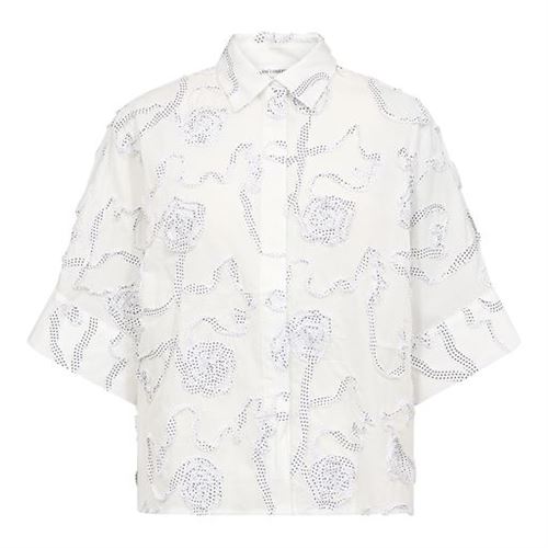 CO`COUTURE SKJORTE, ELRICCC FLOWER SS SHIRT, WHITE