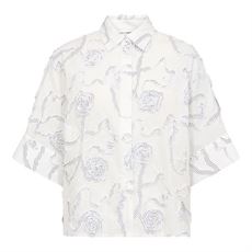 CO`COUTURE SKJORTE, ELRICCC FLOWER SS SHIRT, WHITE