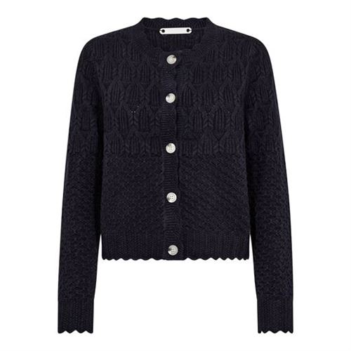 CO`COUTURE CARDIGAN, ROWCC POINTELLE CARDIGAN, NAVY
