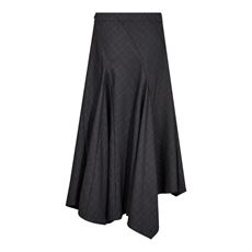 CO`COUTURE NEDERDEL, ELORACC CHECK ASYM SKIRT, DARK GREY