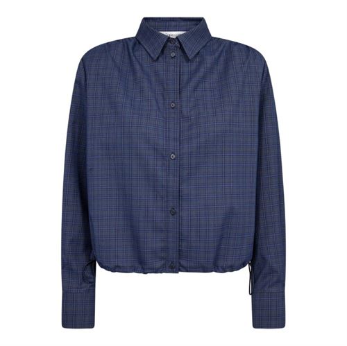 CO`COUTURE SKJORTE, DAXTERCC CHECK PLEAT SHIRT, NEW BLUE