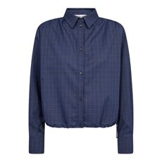 CO`COUTURE SKJORTE, DAXTERCC CHECK PLEAT SHIRT, NEW BLUE