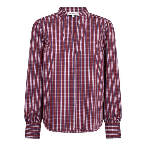 CO`COUTURE SKJORTE, RENEECC CHECK V-SHIRT, BERRY RED