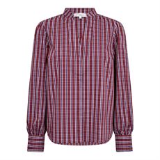 CO`COUTURE SKJORTE, RENEECC CHECK V-SHIRT, BERRY RED