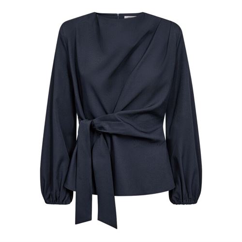 CO`COUTURE BLUSE, LUNACC TIE BLOUSE, NAVY
