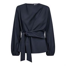 CO`COUTURE BLUSE, LUNACC TIE BLOUSE, NAVY