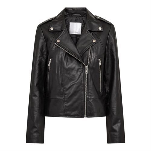  CO`COUTURE LÆDER JAKKE, PHOEBE LEATHER BIKER JACKET, BLACK