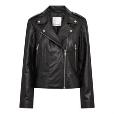  CO`COUTURE LÆDER JAKKE, PHOEBE LEATHER BIKER JACKET, BLACK