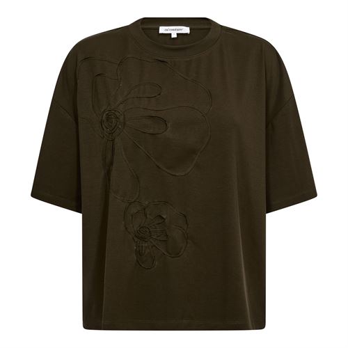 CO`COUTURE T-SHIRT, IVARACC FLOWER TEE, DUSTY ARMY