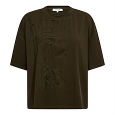 CO`COUTURE T-SHIRT, IVARACC FLOWER TEE, DUSTY ARMY