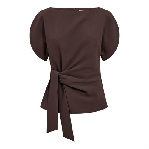 CO`COUTURE TOP, ACILECC PLEAT SS BLOUSE, BROWN
