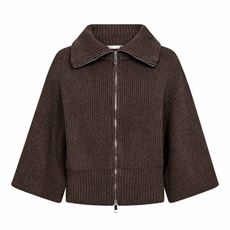CO`COUTURE CARDIGAN, ROWCC ZIP SS KNIT, MOCCA