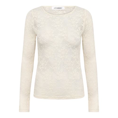 CO`COUTURE BLUSE, BIRTACC O-NECK BLOUSE, OFF WHITE