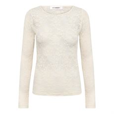 CO`COUTURE BLUSE, BIRTACC O-NECK BLOUSE, OFF WHITE