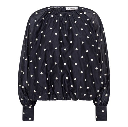 CO`COUTURE BLUSE, DITACC DOT LS BALLOON BLOUSE, NAVY