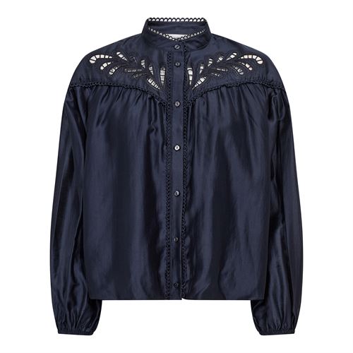 CO`COUTURE SKJORTE, MELINCC BALLOON LACA SHIRT, NAVY