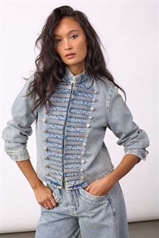 CO`COUTURE DENIM JAKKE, JACKSONCC OFFICER DENIM JACKET, BLEACH DENIM