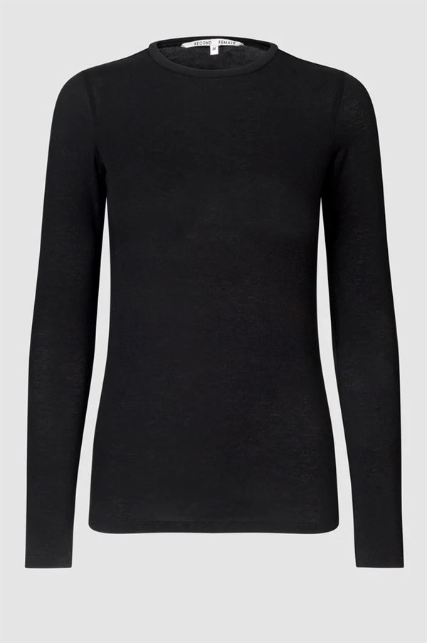 SECOND FEMALE T-SHIRT, MATIMA O-NECK TEE, BLACK