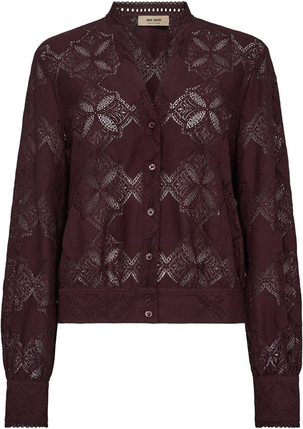 MOS MOSH SKJORTE, MMMONIA YEN LACE SHIRT, FUDGE