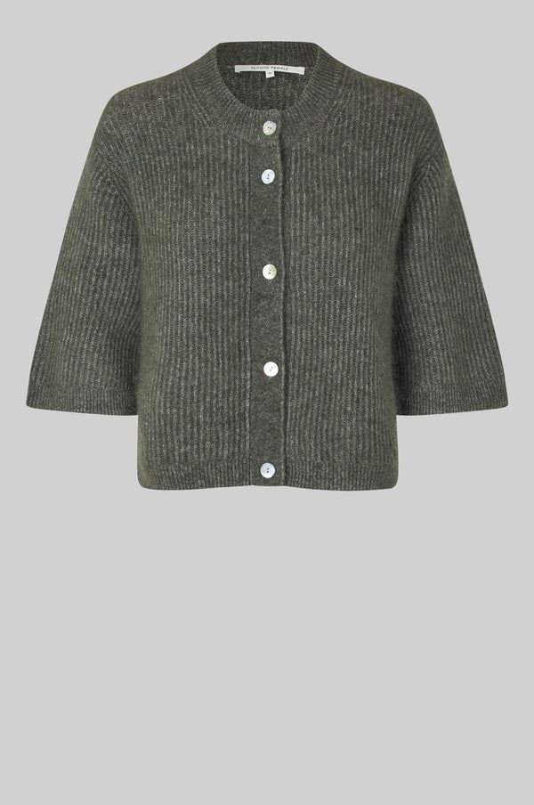 SECOND FEMALE CARDIGAN, ANDREA KNIT RIB CARDIGAN, BELUGA