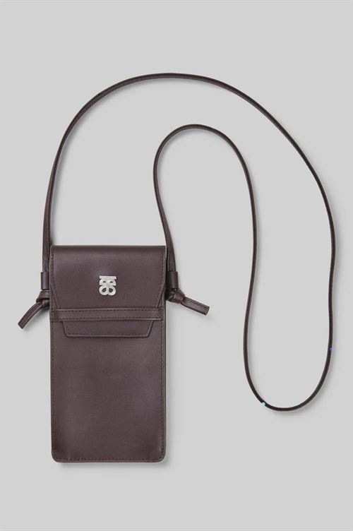 SECOND FEMALE TASKE, VERIA LEATHER PHONE BAG, CHOCOLATE PLUM