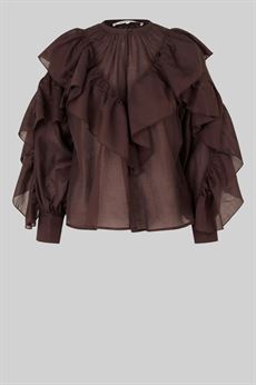 SECOND FEMALE BLUSE, FRIA FRILL BLOUSE, CHOCOLATE PLUM