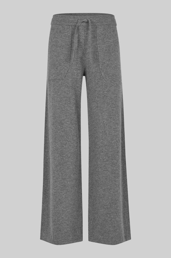 SECOND FEMALE BUKSER, CALM KNIT PANTS, GREY MELANGE