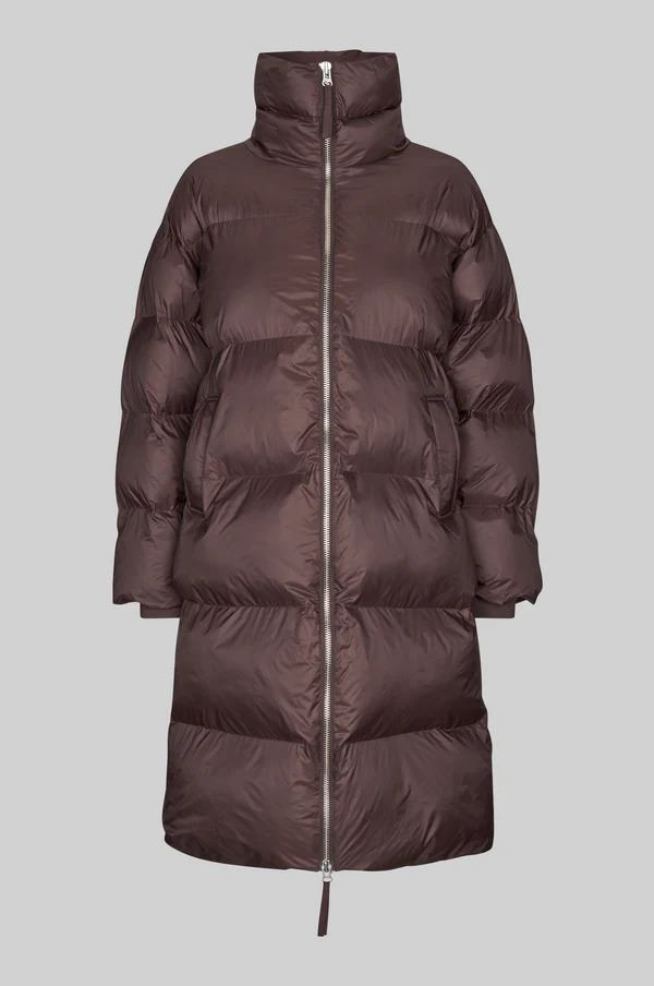 SECOND FEMALE JAKKE, RIYA LONG PUFFER JACKET, CHOCOLATE PLUM