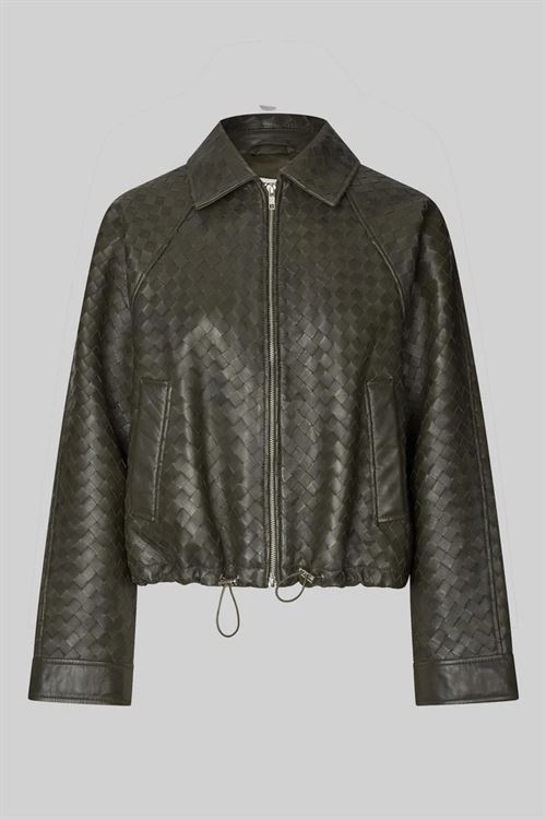 SECOND FEMALE LÆDERJAKKE, VERMONT LEATHER JACKET, BLACK OLIVE