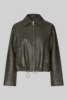 SECOND FEMALE LÆDERJAKKE, VERMONT LEATHER JACKET, BLACK OLIVE