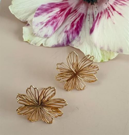 FRIIHOF+SIIG ØRERINGE,FILIGRAN ØRESTIKKER , GULDBELAGT