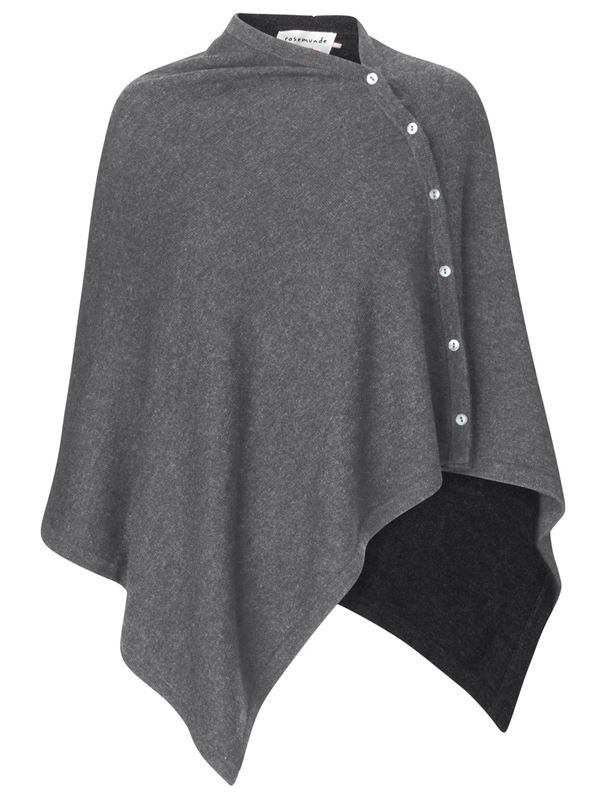ROSEMUNDE PONCHO, RWLAICA CASHMERE PONCHO, MEDIUM GREY MELANGE