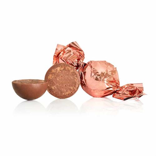 COCOTURE FYLDTE CHOKOLADE KUGLE, FLØDECHOKOLADE M/ROM & LIME, KOBBER