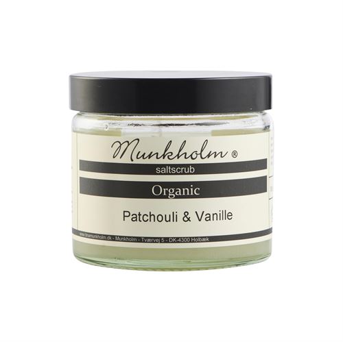 MUNKHOLM SALTSCRUB, PATCHOULI & VANILLE 300 G.