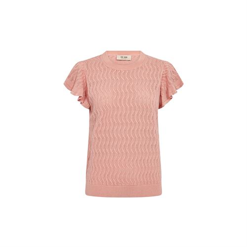 MOS MOSH BLUSE, MMGANNA PATTERN O-NECK KNIT TOP, PEACHY