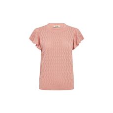 MOS MOSH BLUSE, MMGANNA PATTERN O-NECK KNIT TOP, PEACHY