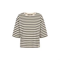 ESMÉ STUDIOS T-SHIRT, ESSIGNE BOXY T-SHIRT STRIPE GOTS, WHITE/NAVY STRIPE