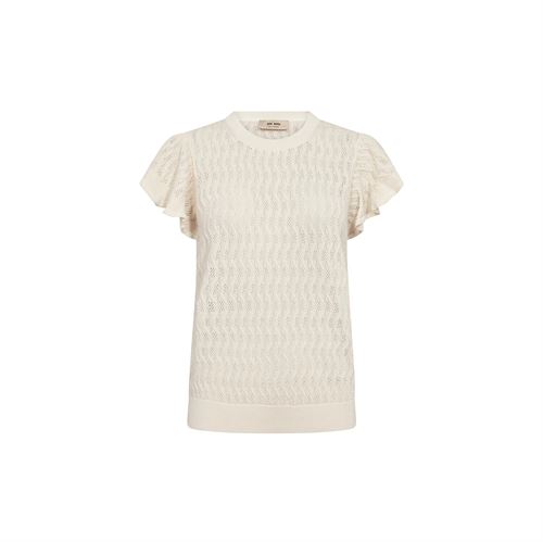 MOS MOSH BLUSE, MMGANNA PATTERN O-NECK KNIT TOP, ECRU