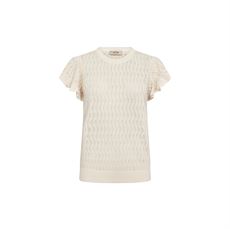 MOS MOSH BLUSE, MMGANNA PATTERN O-NECK KNIT TOP, ECRU