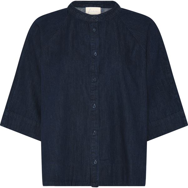 FRAU SKJORTE, ABU DHABI SHORT DENIM SHIRT, DARK BLUE DENIM