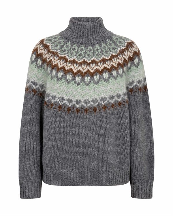 MOS MOSH STRIK, MMDAYA FJORD HIGHNECK KNIT, THUNDERSTORM